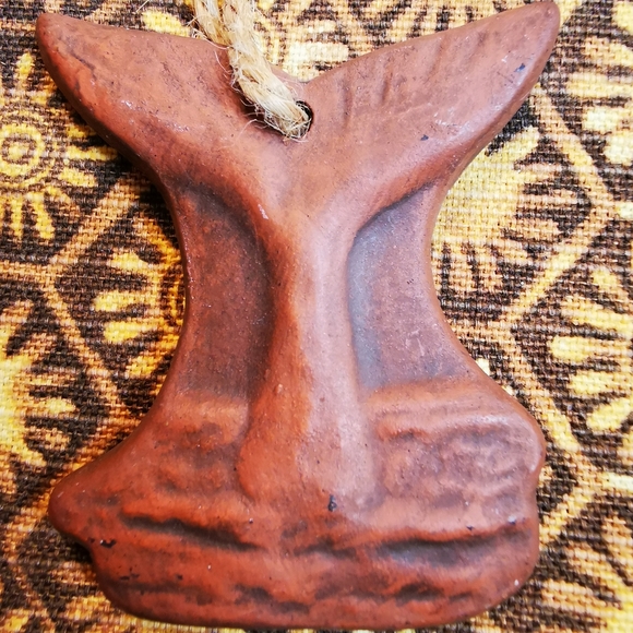 PEI Red Clay Pottery Handcrafted Whale Tail Ornament - Picture 7 of 11